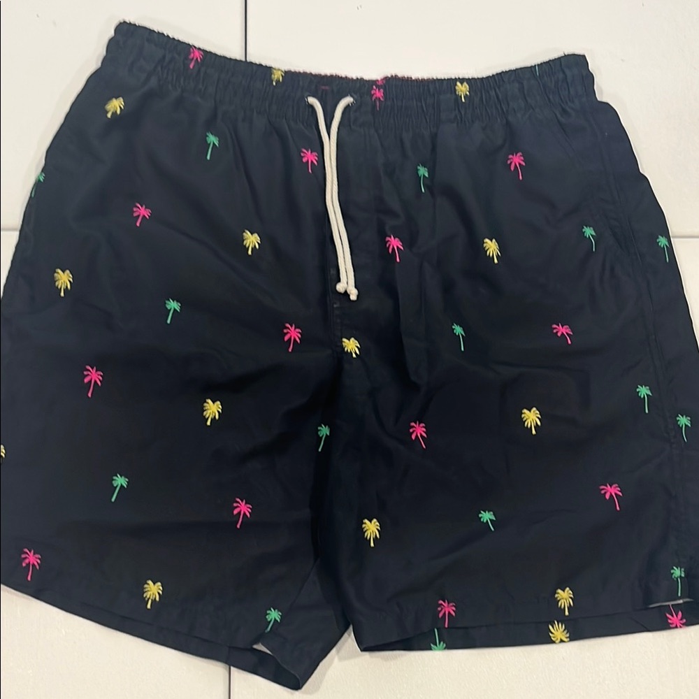 Old Navy Black and Pink Swim Trunks with Playful Design